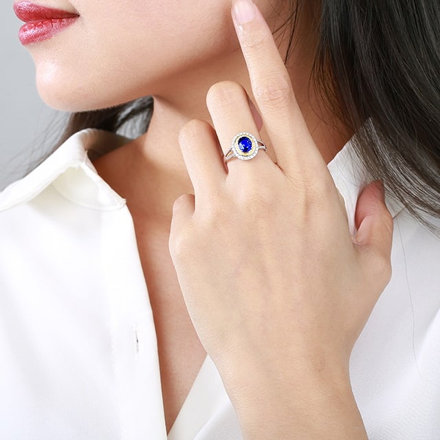 14k Gold 1.67 Ctw Natural Sapphire & Diamond Ring - 3