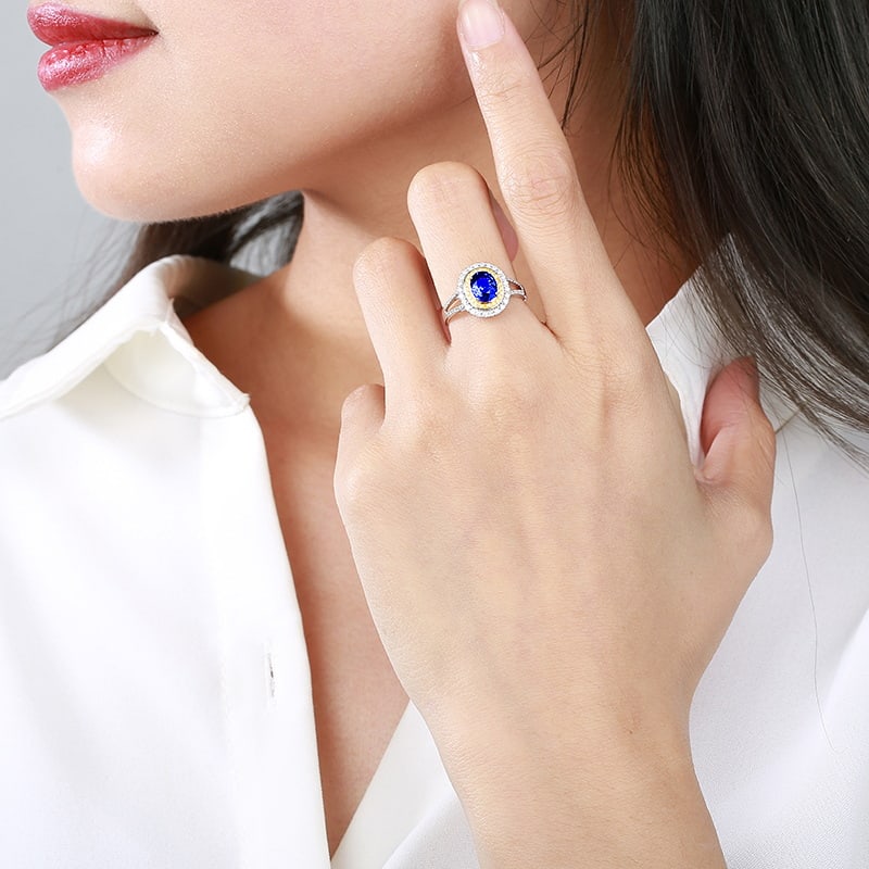 14k Gold 1.67 Ctw Natural Sapphire & Diamond Ring - 6