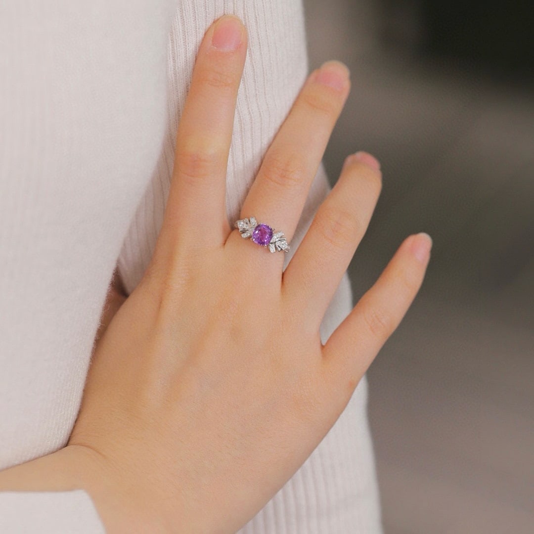 14k Gold 1.46 Ctw Natural Sapphire & Diamond Ring - 4