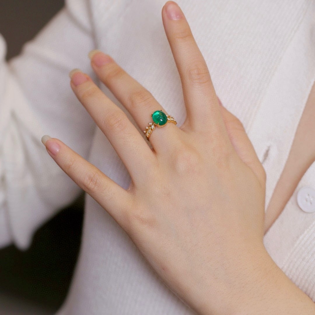 14k Gold 3.04 Ctw Natural Emerald & Diamond Ring - 3