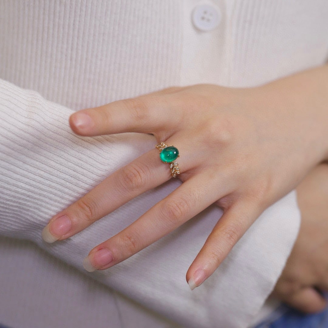 14k Gold 3.04 Ctw Natural Emerald & Diamond Ring - 4