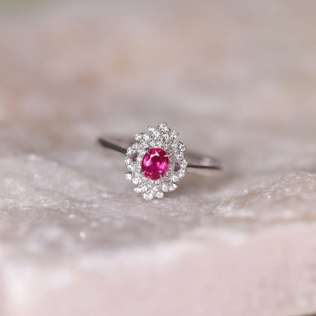 14k Gold 0.51 Ctw Natural Ruby & Diamond Ring - 2