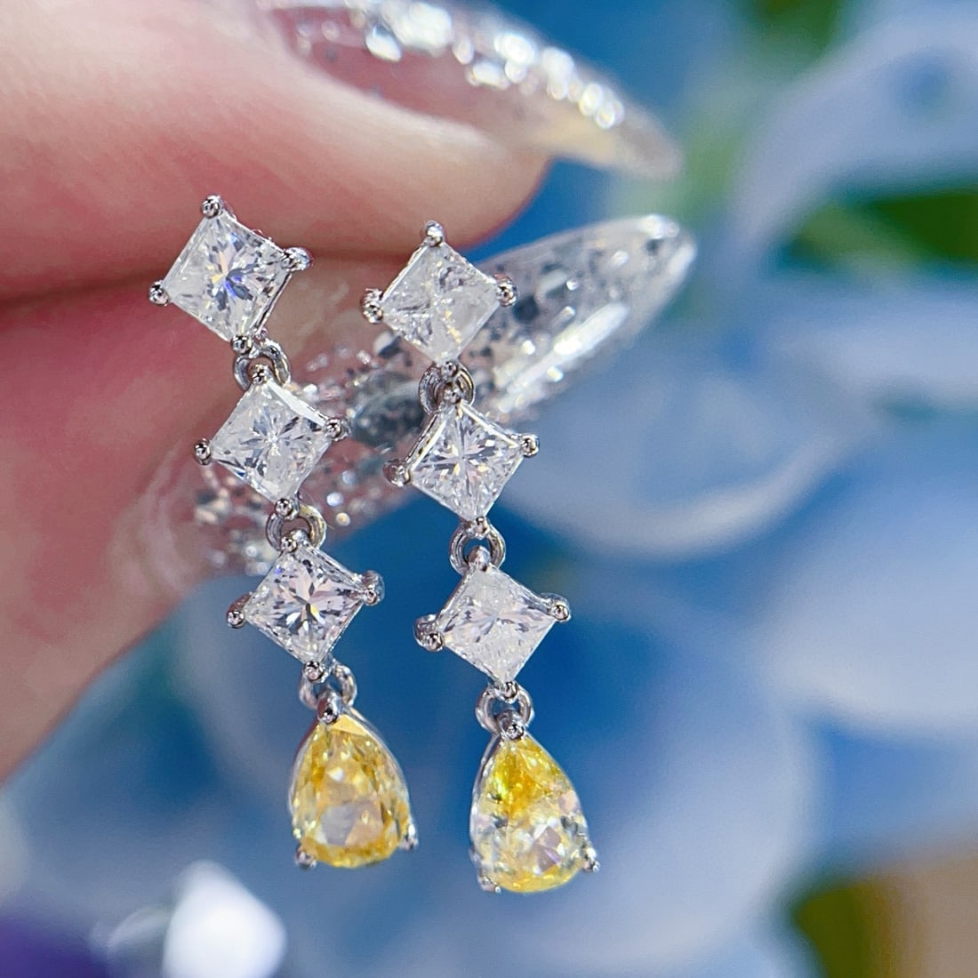 14k Gold 1.32 Ct Natural Color Diamond Earrings - 5