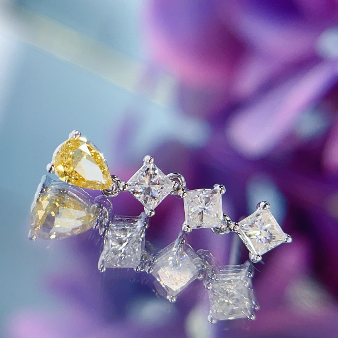 14k Gold 1.32 Ct Natural Color Diamond Earrings - 6