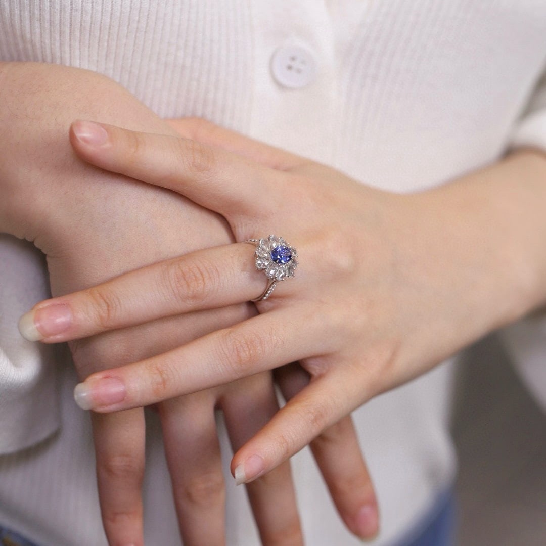 14k Gold 1.46 Ctw Natural Sapphire & Diamond Ring - 3