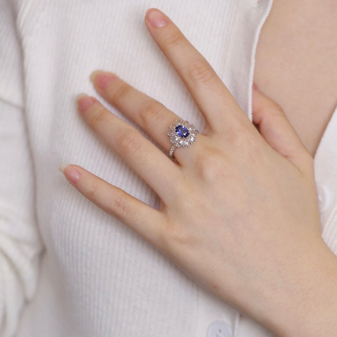 14k Gold 1.46 Ctw Natural Sapphire & Diamond Ring - 4