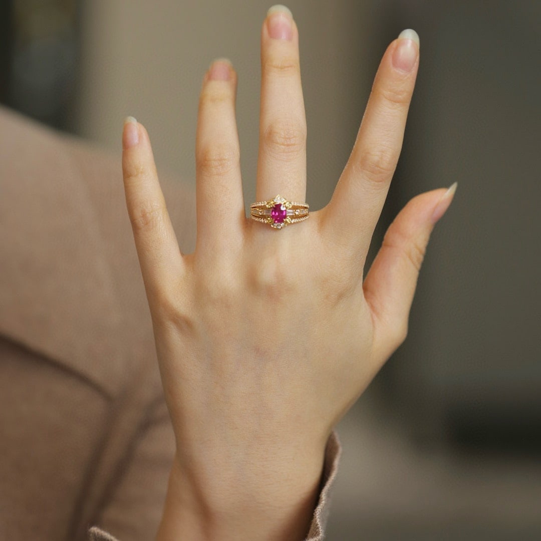 14k Gold 1.13 Ctw Natural Ruby & Diamond Ring - 4