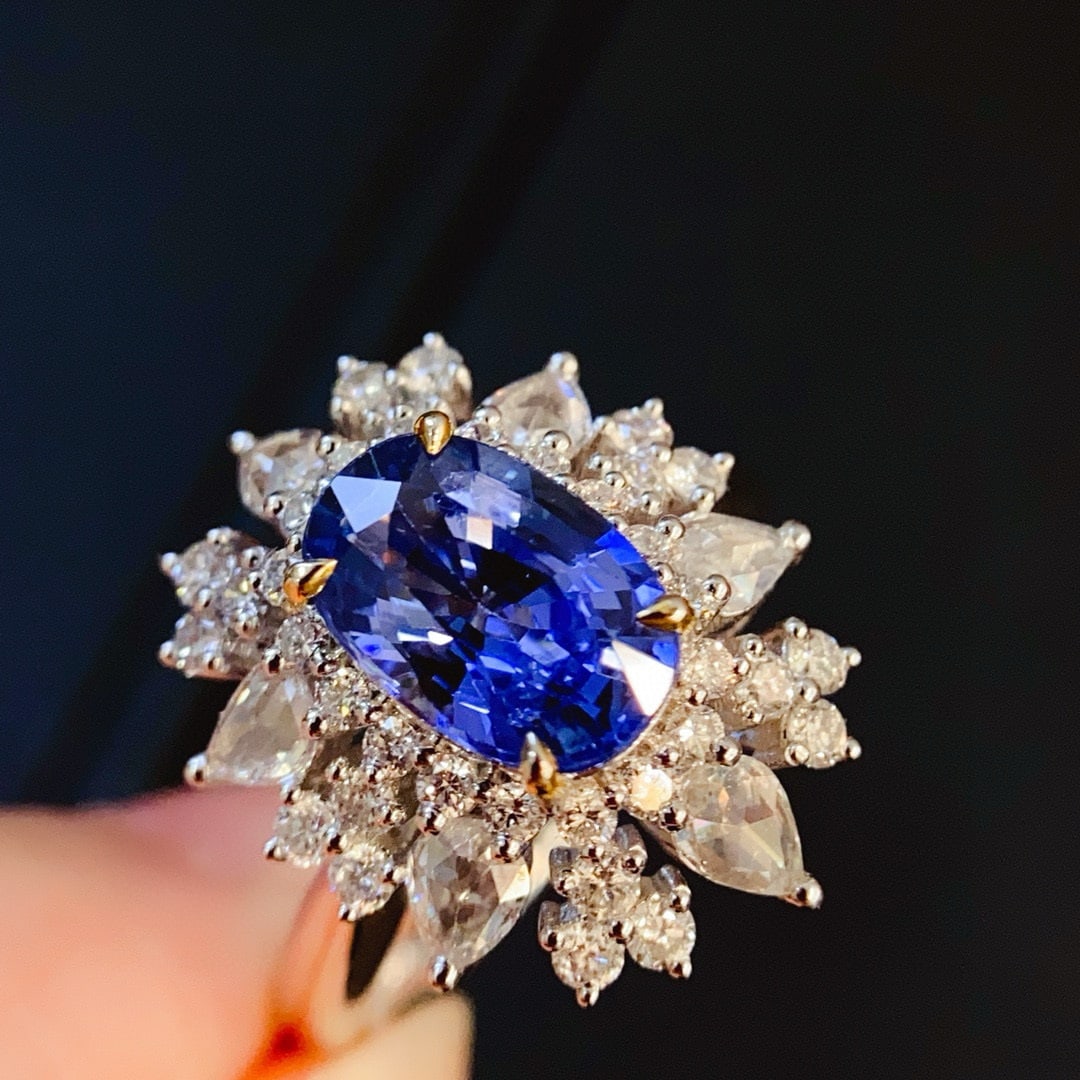 14k Gold 3.00 Ctw Natural Sapphire & Diamond Ring - 2