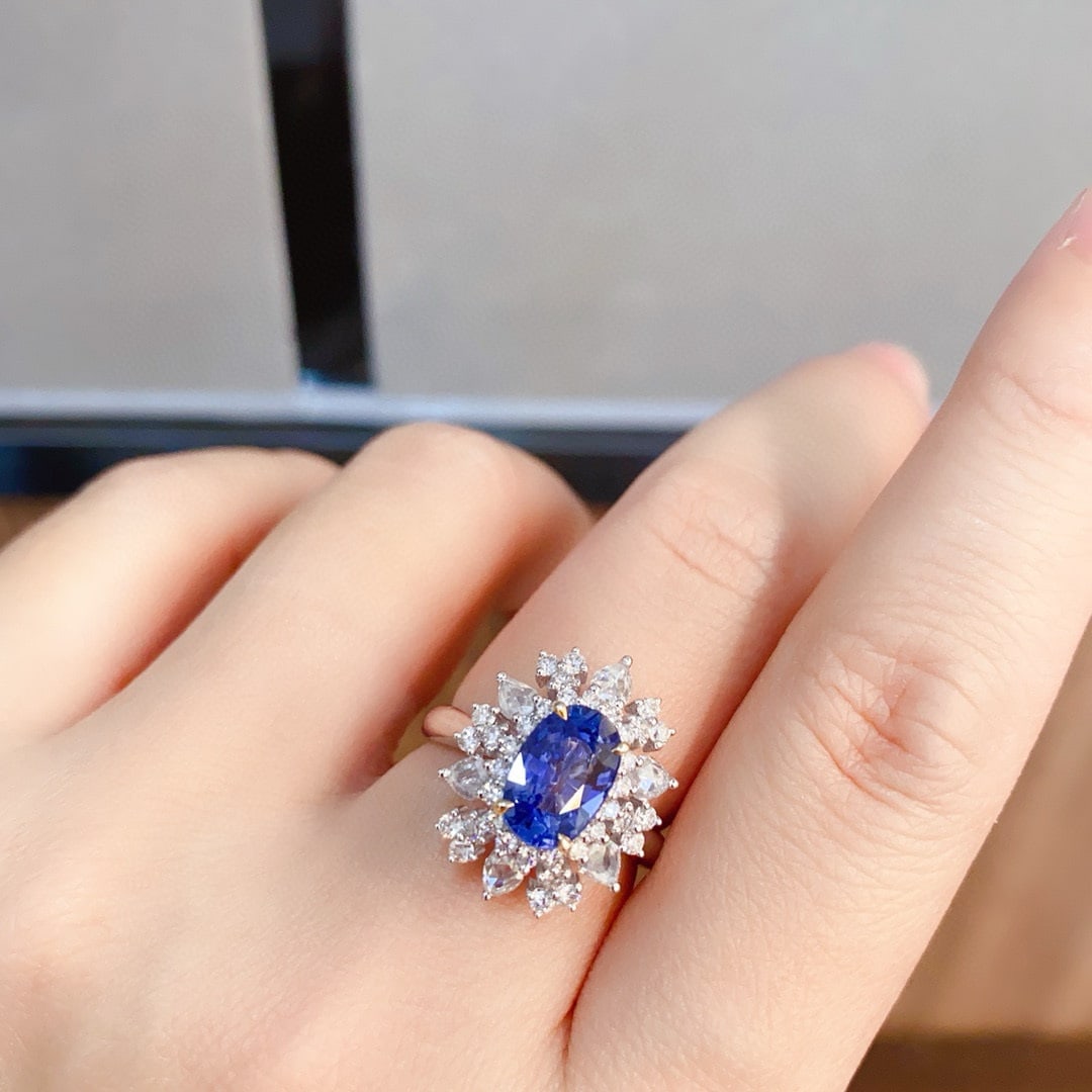 14k Gold 3.00 Ctw Natural Sapphire & Diamond Ring - 5