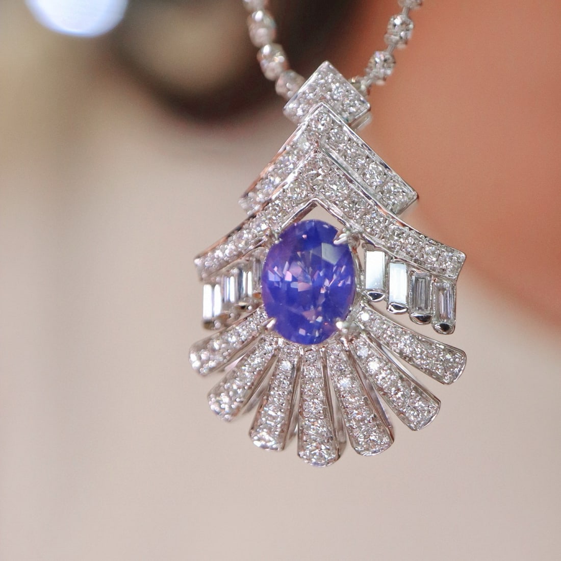 14k Gold 1.68 Ctw Natural Sapphire & Diamond Pendant( Without Chain ) - 3