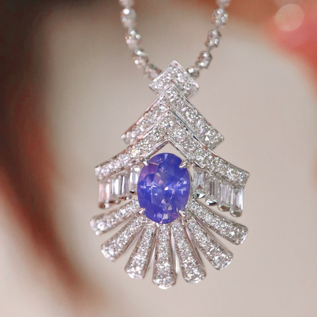 14k Gold 1.68 Ctw Natural Sapphire & Diamond Pendant( Without Chain ) - 4