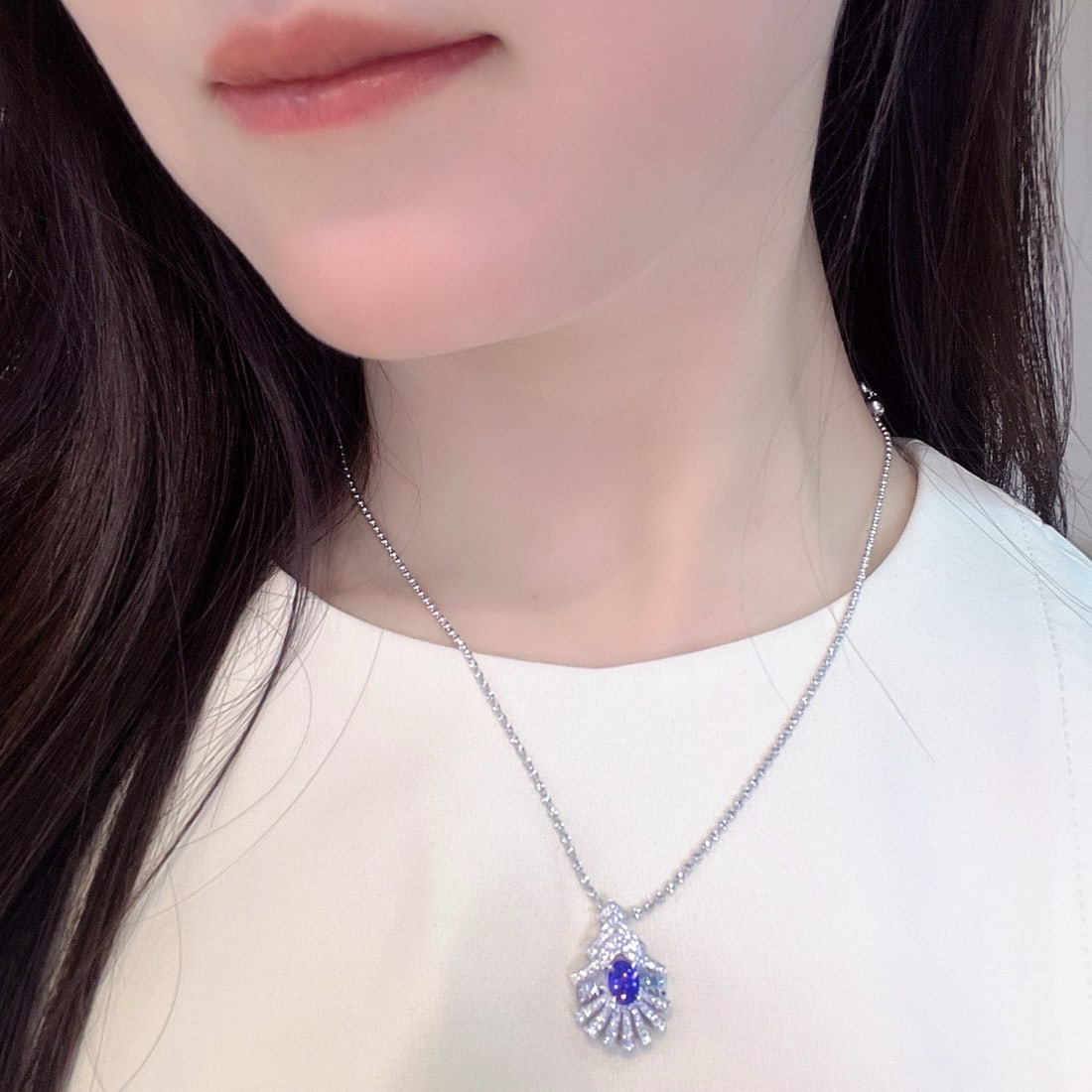 14k Gold 1.68 Ctw Natural Sapphire & Diamond Pendant( Without Chain ) - 5