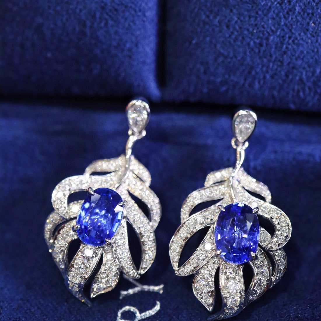 14k Gold 3.30 Ctw Natural Sapphire & Diamond Earrings - 3