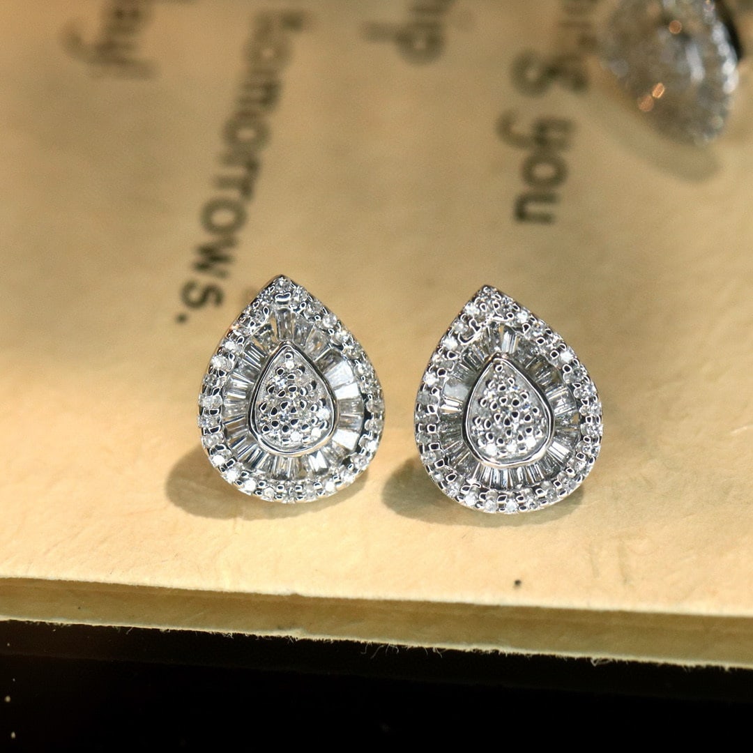 14k Gold 0.5 Ct Natural H Diamond Earrings - 2