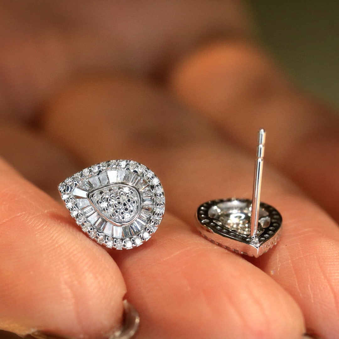 14k Gold 0.5 Ct Natural H Diamond Earrings - 3