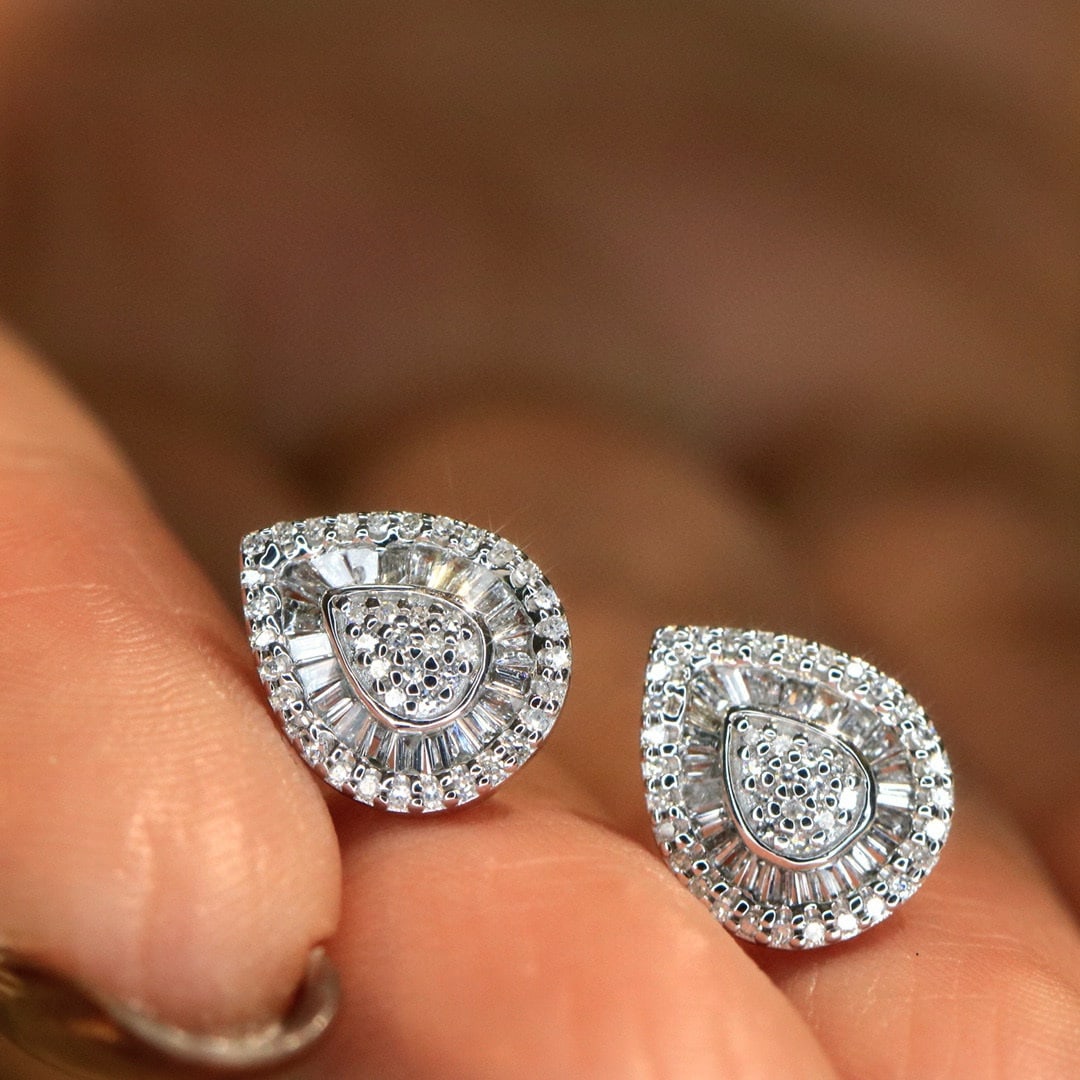 14k Gold 0.5 Ct Natural H Diamond Earrings - 5