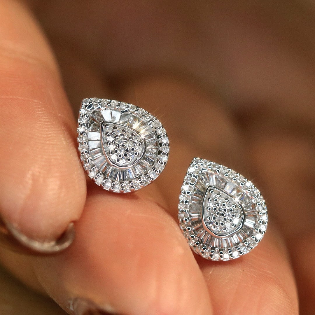 14k Gold 0.5 Ct Natural H Diamond Earrings - 6