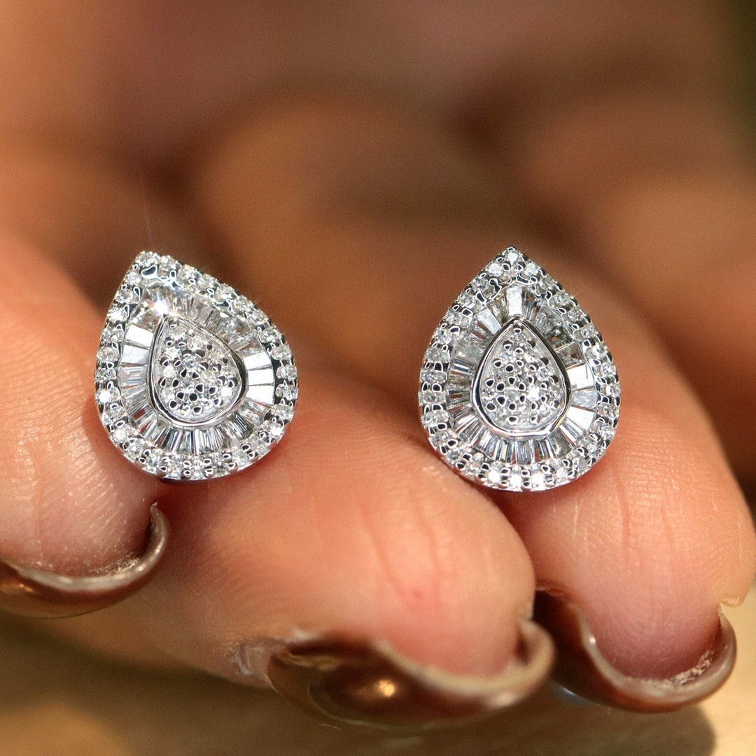 14k Gold 0.5 Ct Natural H Diamond Earrings - 7