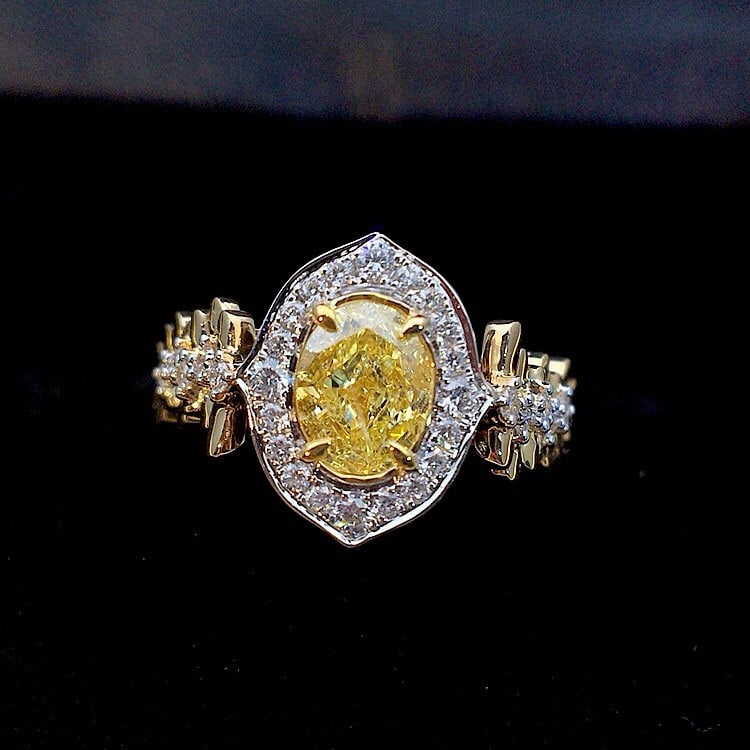 14k Gold 1.26 Ctw Natural Yellow Diamond & Diamond Ring - 3