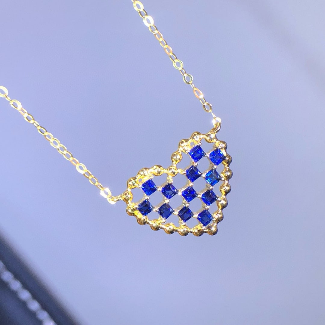 14k Gold 1.30 Ct Natural Sapphire Necklace - 3