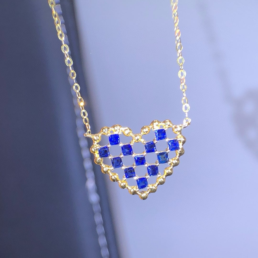 14k Gold 1.30 Ct Natural Sapphire Necklace - 5