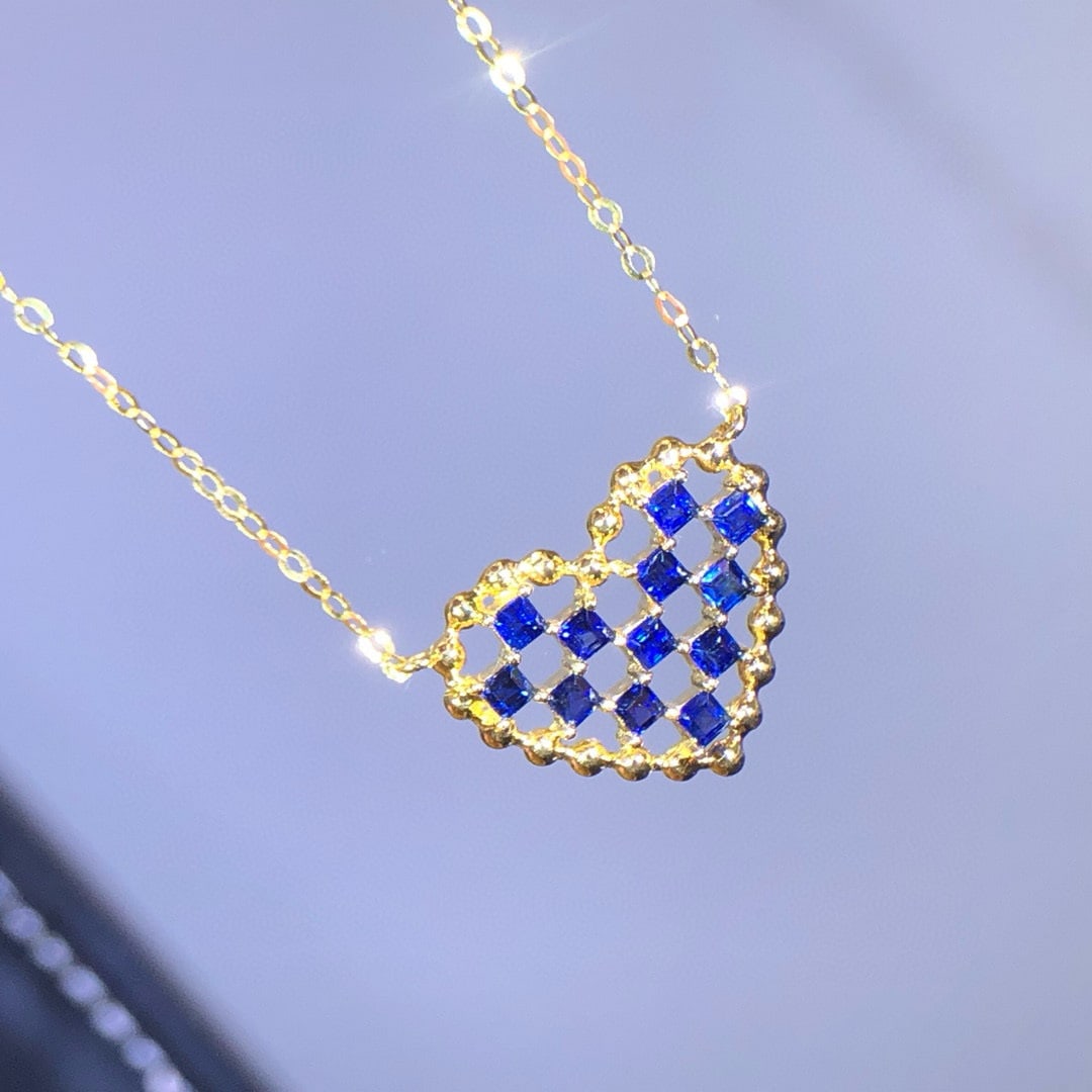 14k Gold 1.30 Ct Natural Sapphire Necklace - 6