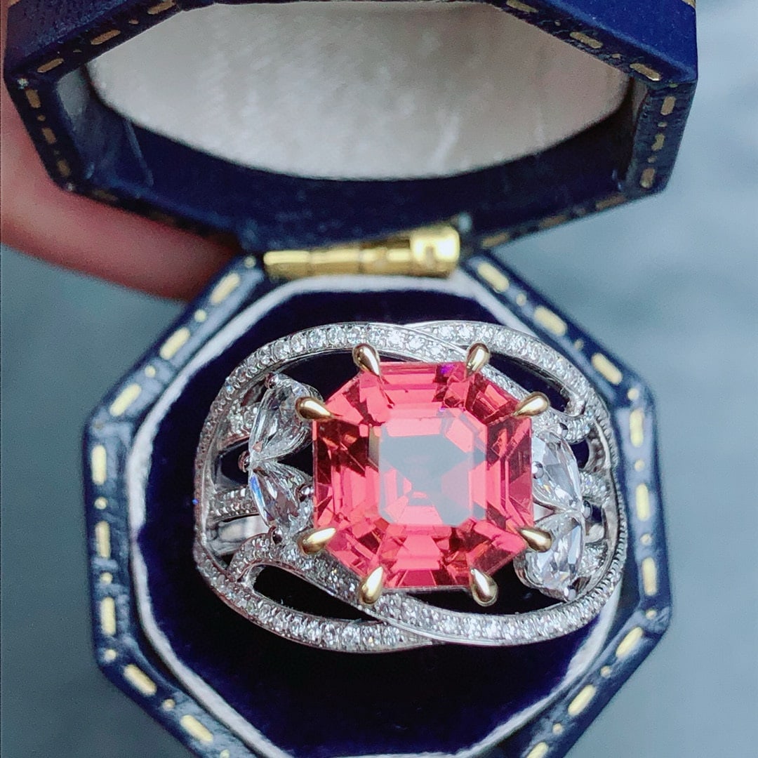 14k Gold 4.75 Ct Natural Tourmaline & Diamond Ring - 2