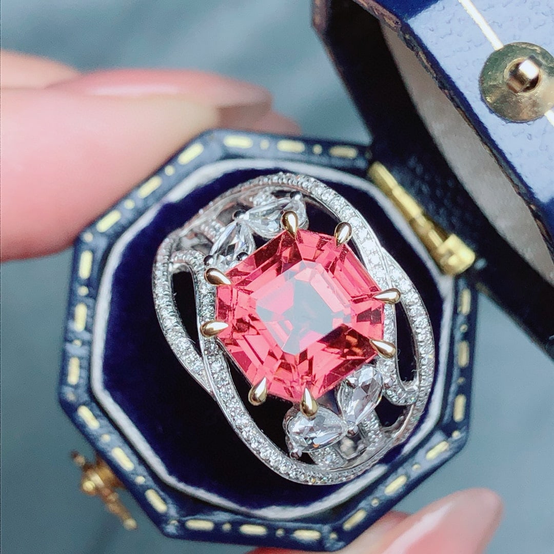 14k Gold 4.75 Ct Natural Tourmaline & Diamond Ring - 4