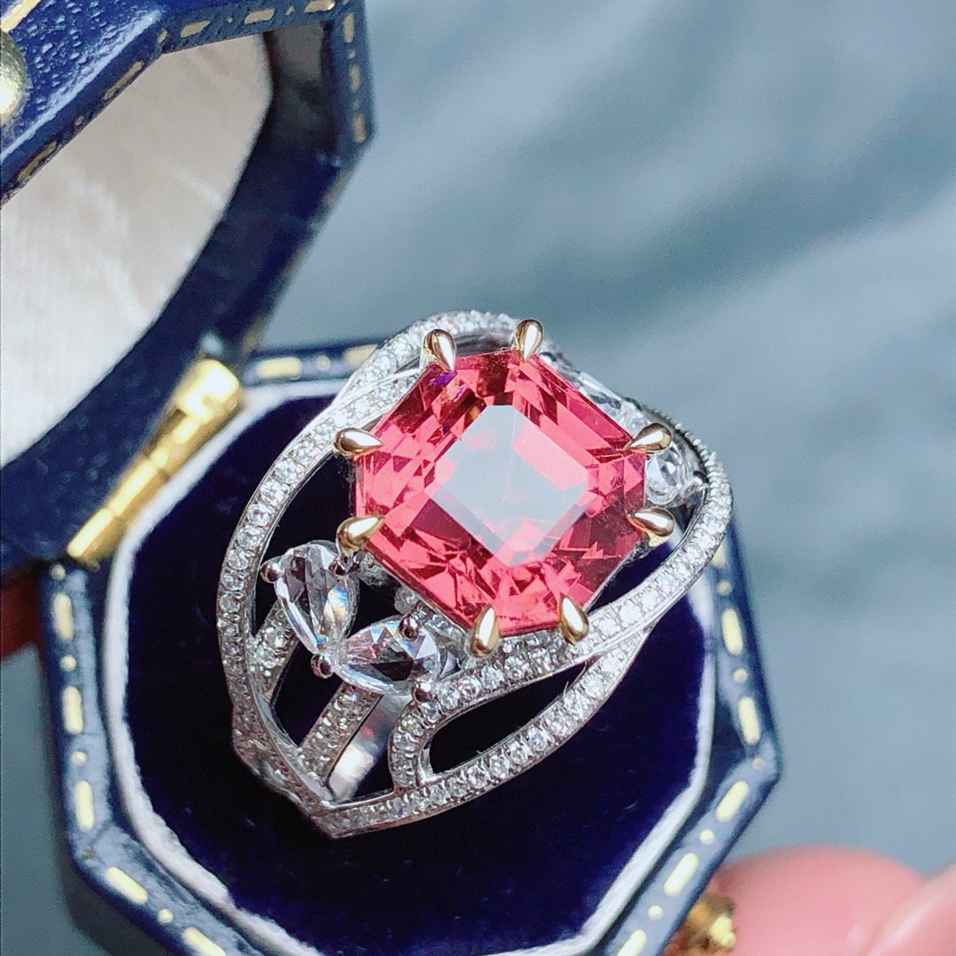 14k Gold 4.75 Ct Natural Tourmaline & Diamond Ring - 5