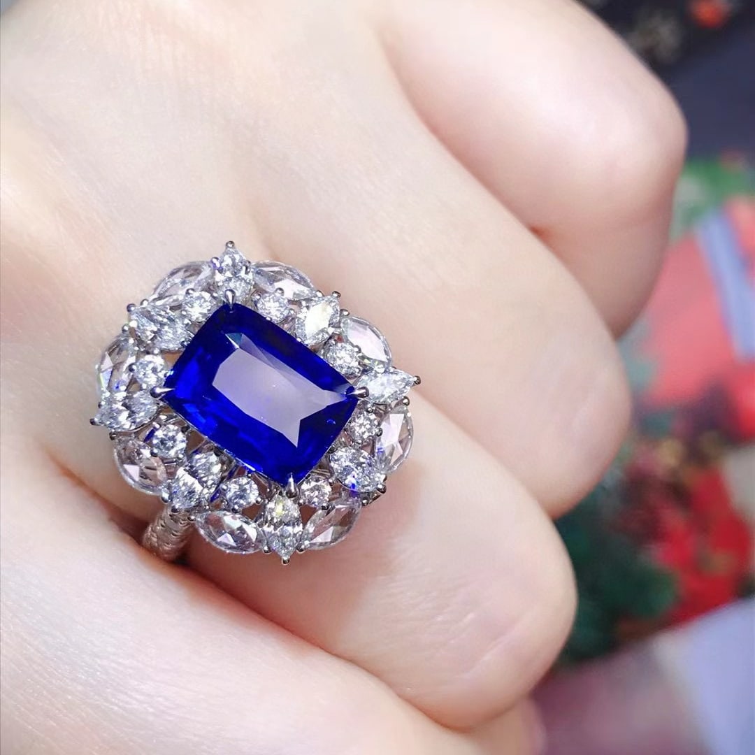 14k Gold 5.28 Ctw Natural Sapphire & Diamond Ring/pendant( Without Chain ) - 2