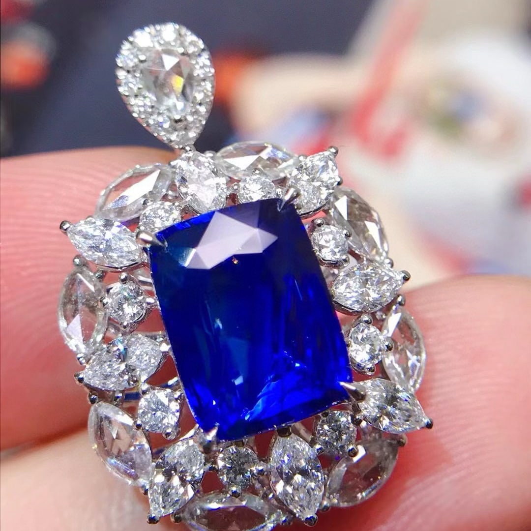 14k Gold 5.28 Ctw Natural Sapphire & Diamond Ring/pendant( Without Chain ) - 3