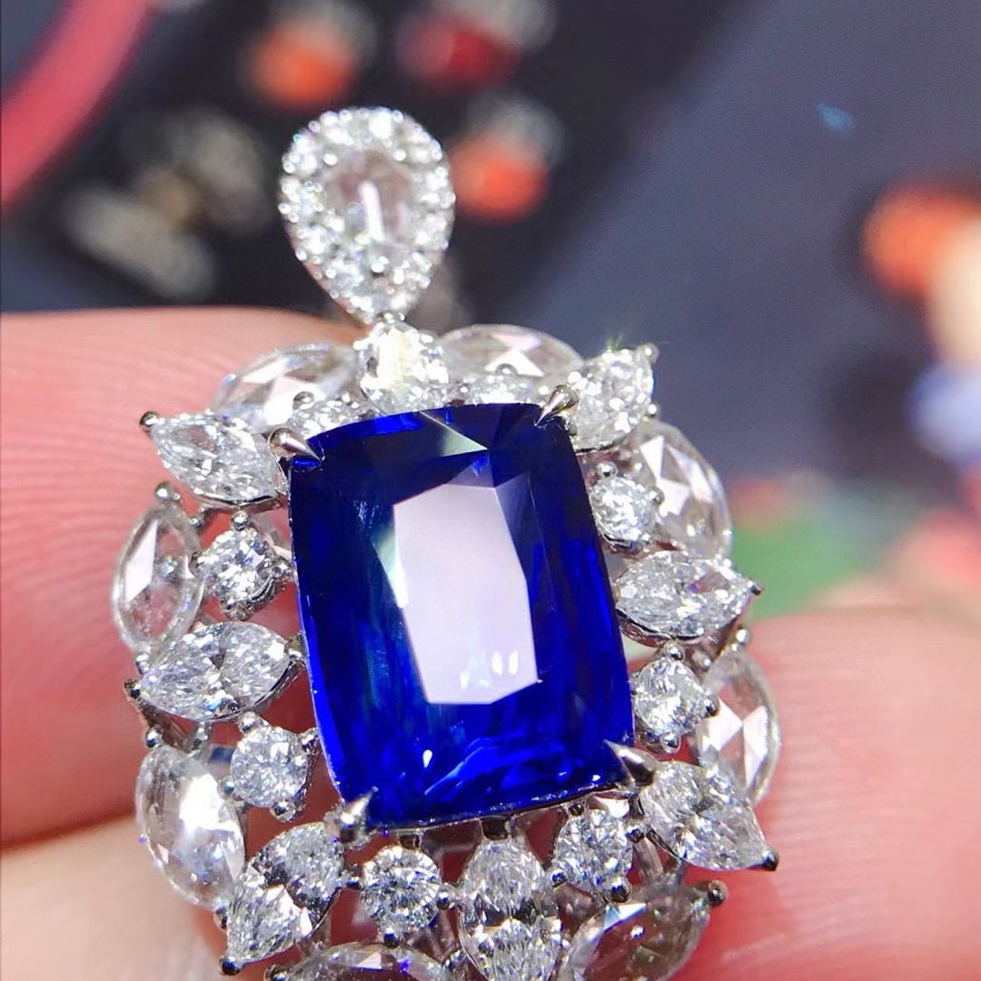 14k Gold 5.28 Ctw Natural Sapphire & Diamond Ring/pendant( Without Chain ) - 4