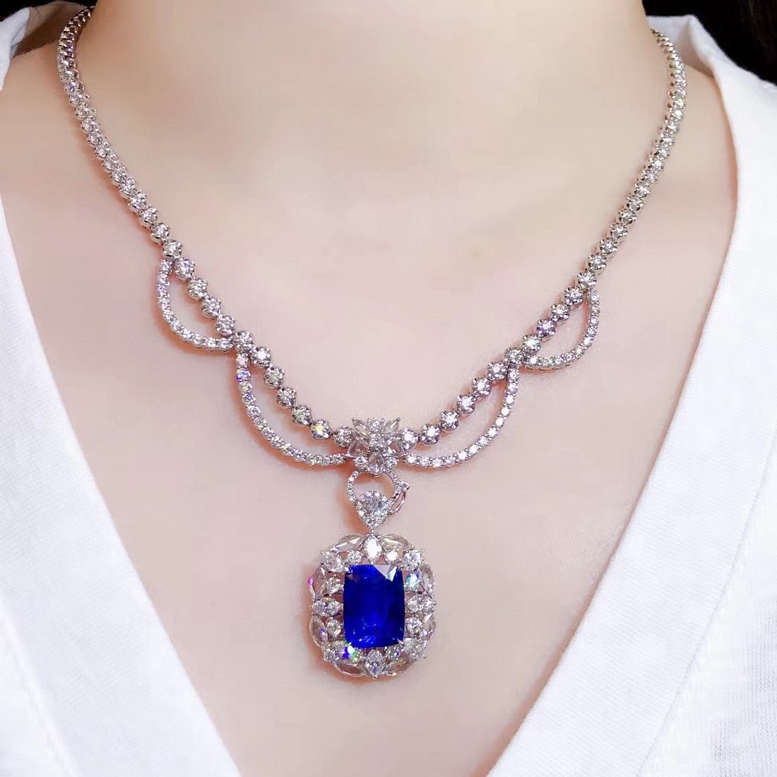 14k Gold 5.28 Ctw Natural Sapphire & Diamond Ring/pendant( Without Chain ) - 5