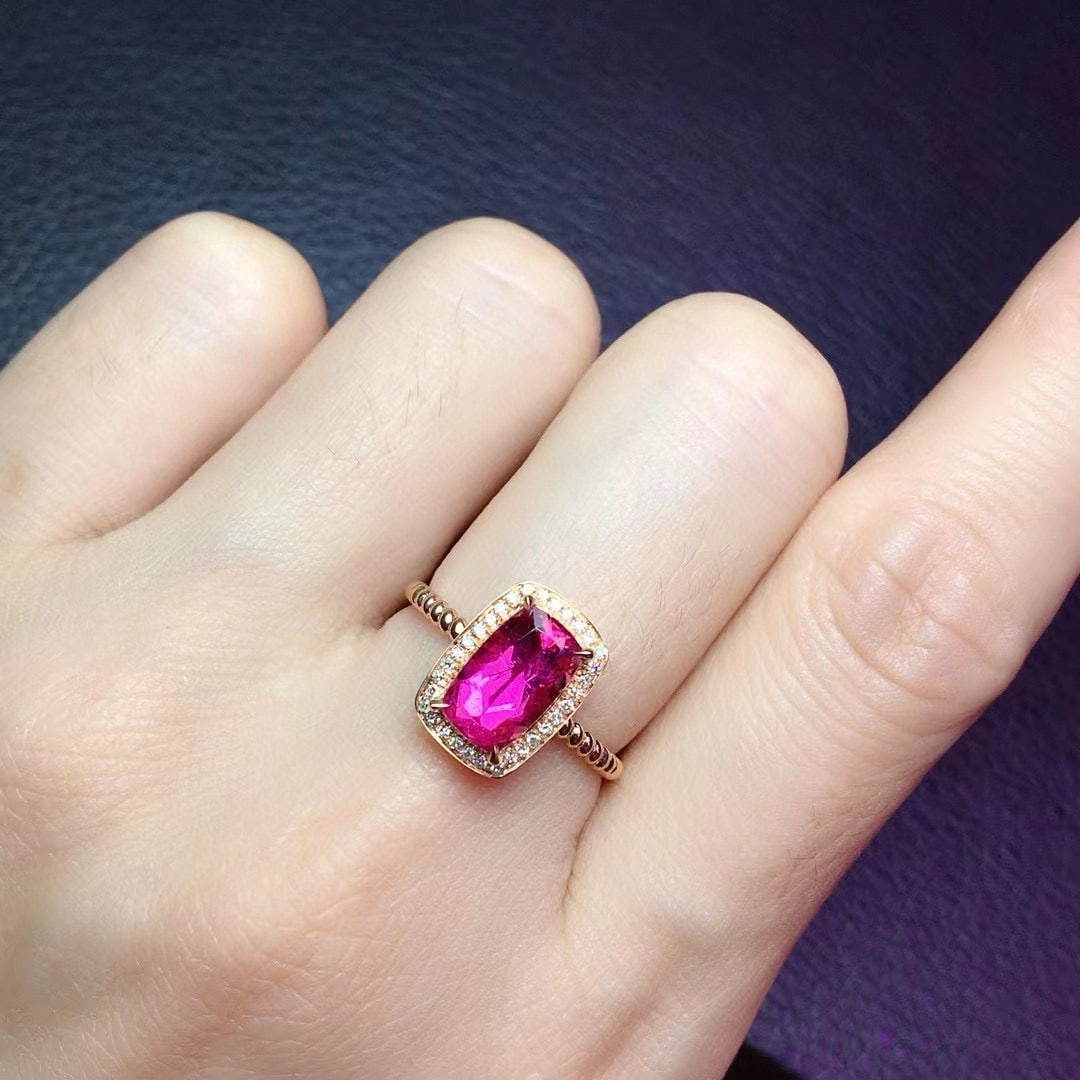 14k Gold 1.69 Ctw Natural Tourmaline & Diamond Ring - 2