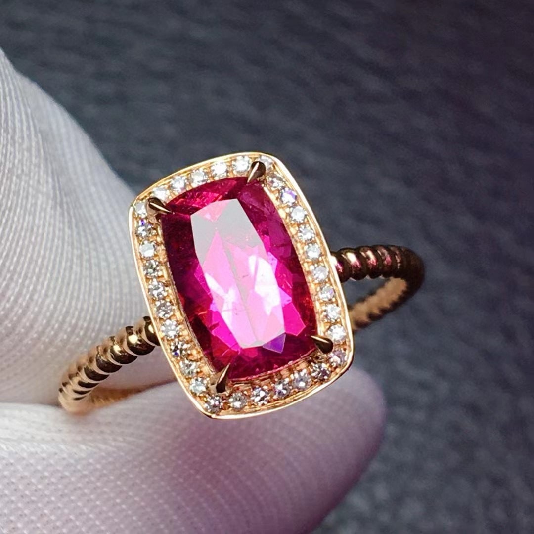 14k Gold 1.69 Ctw Natural Tourmaline & Diamond Ring - 3