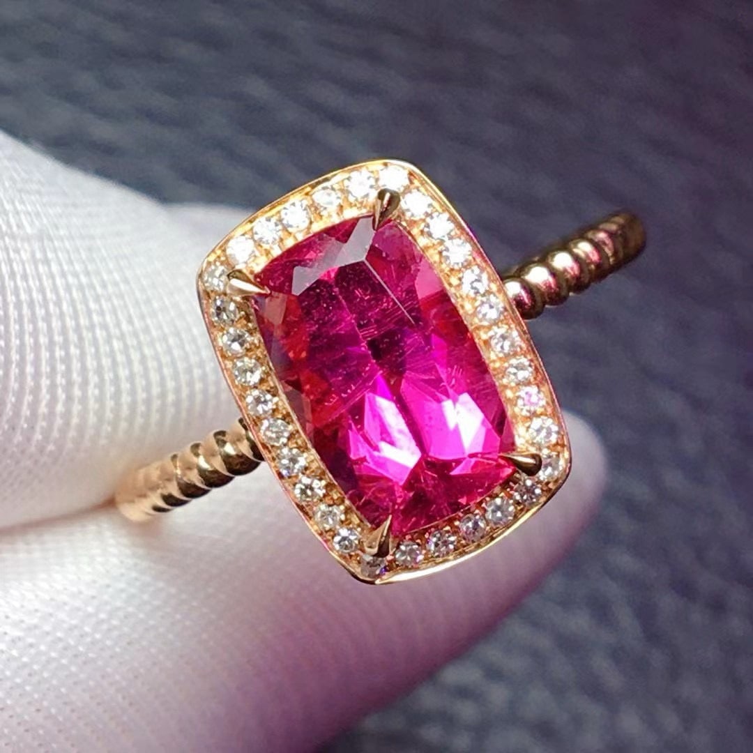 14k Gold 1.69 Ctw Natural Tourmaline & Diamond Ring - 4