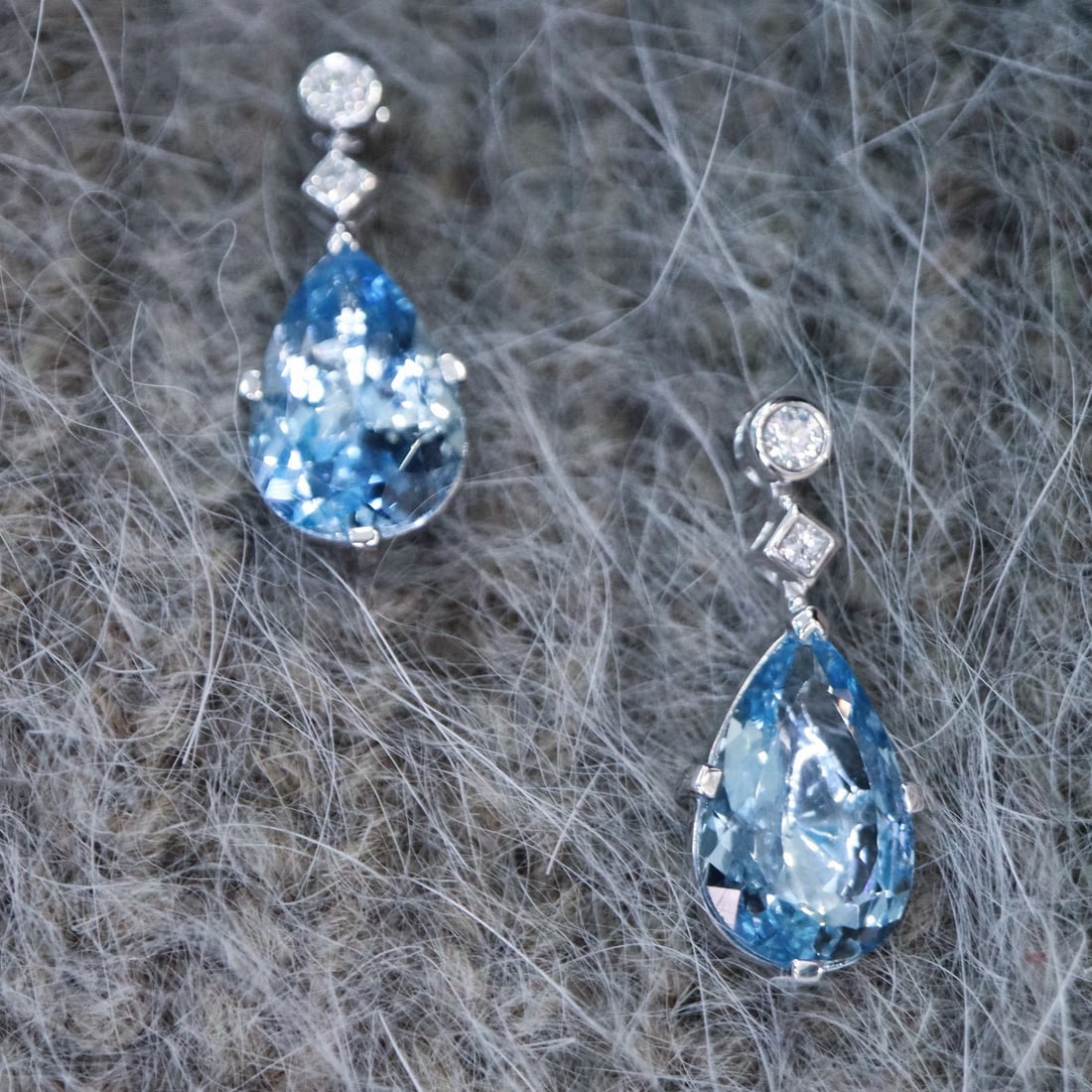 14k Gold 4.46 Ctw Natural Aquamarine & Diamond Earrings - 3