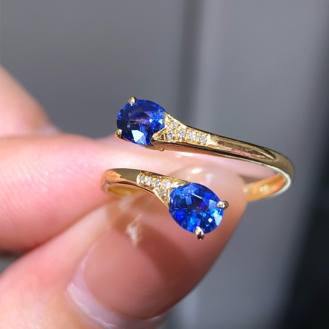 14k Gold 1 Ct Natural Sapphire & Diamond Ring - 3
