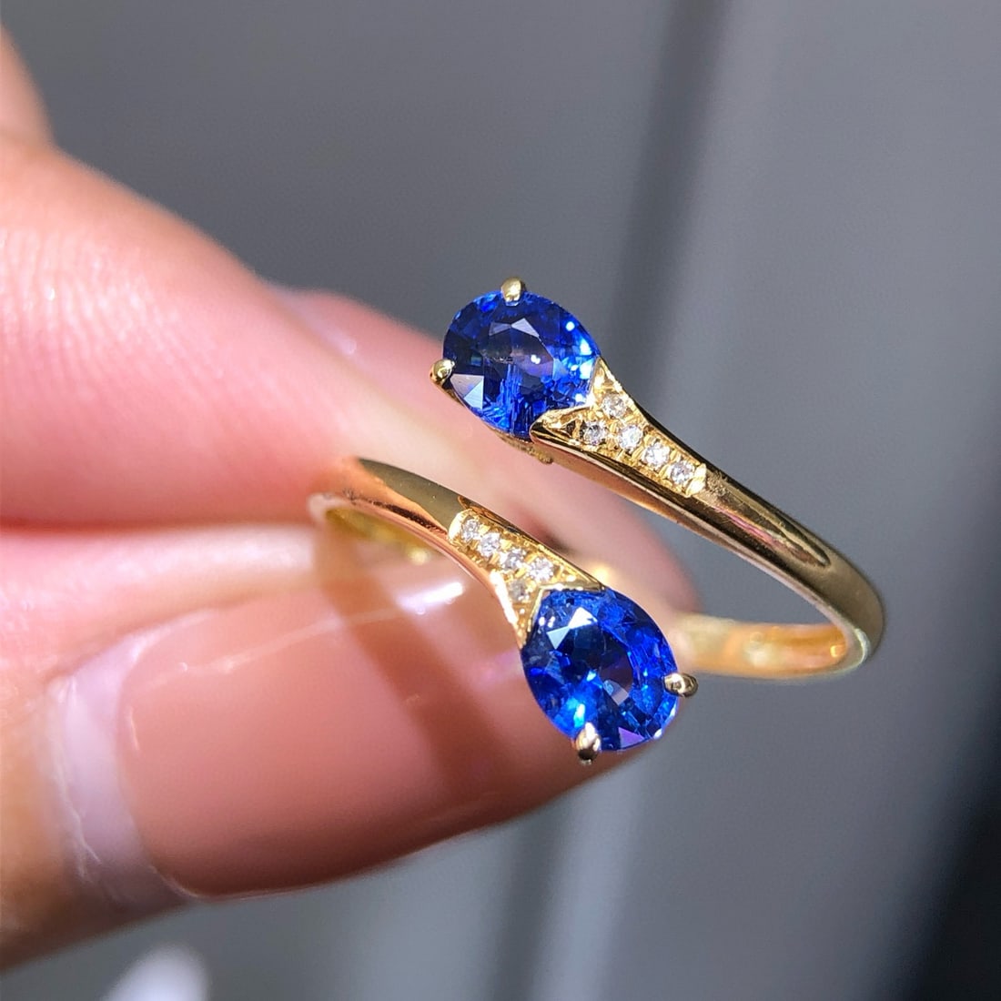 14k Gold 1 Ct Natural Sapphire & Diamond Ring - 4