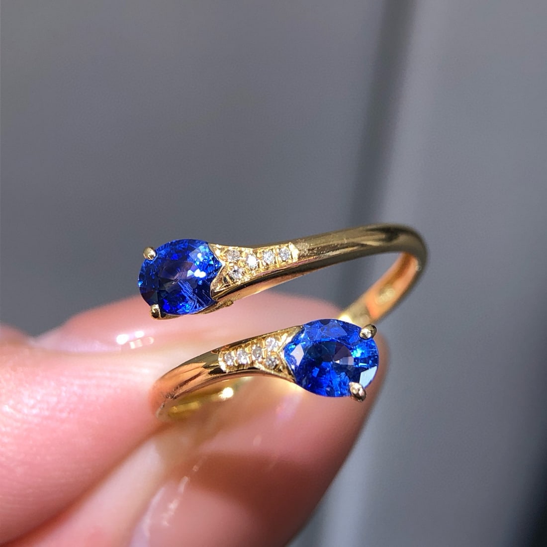 14k Gold 1 Ct Natural Sapphire & Diamond Ring - 5