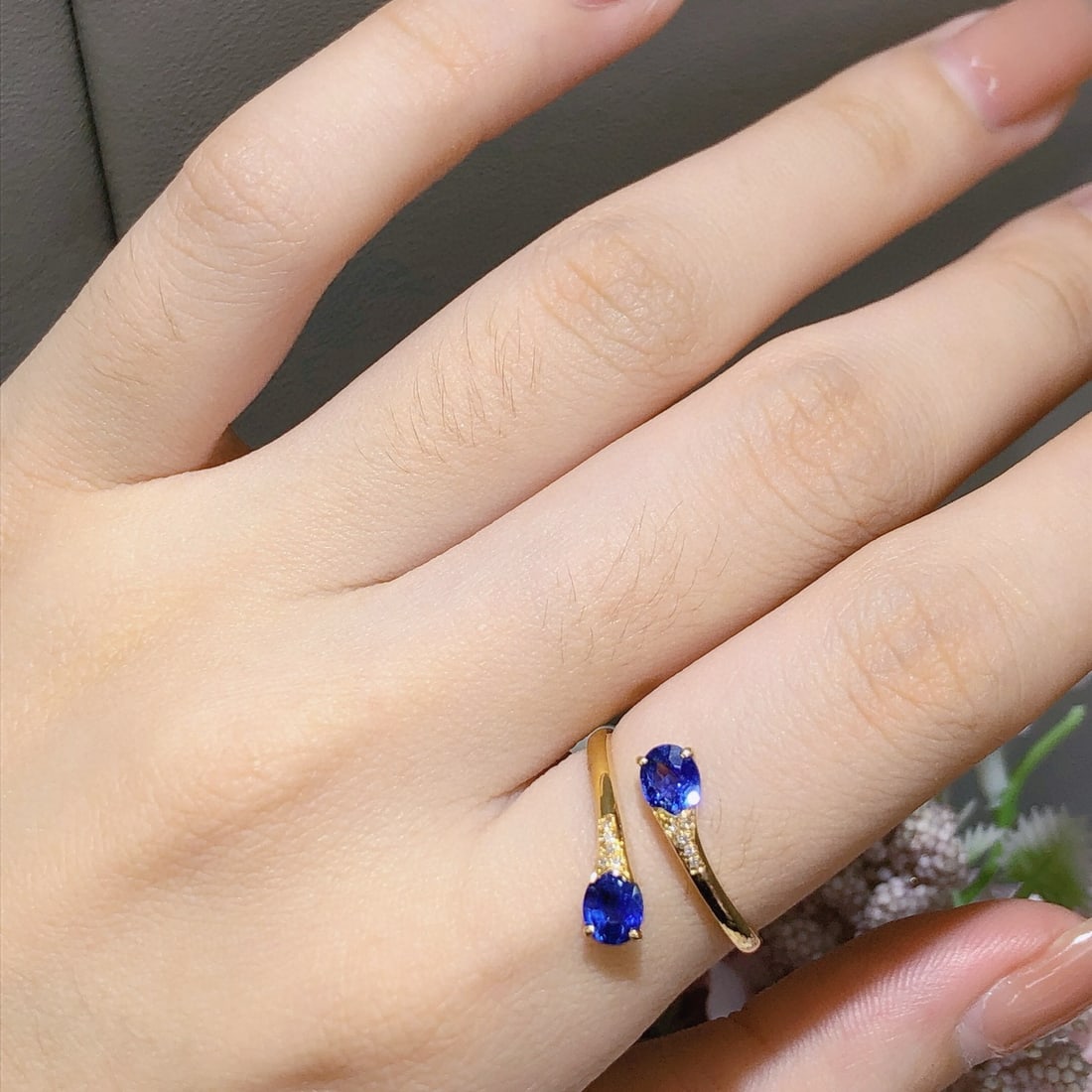 14k Gold 1 Ct Natural Sapphire & Diamond Ring - 6