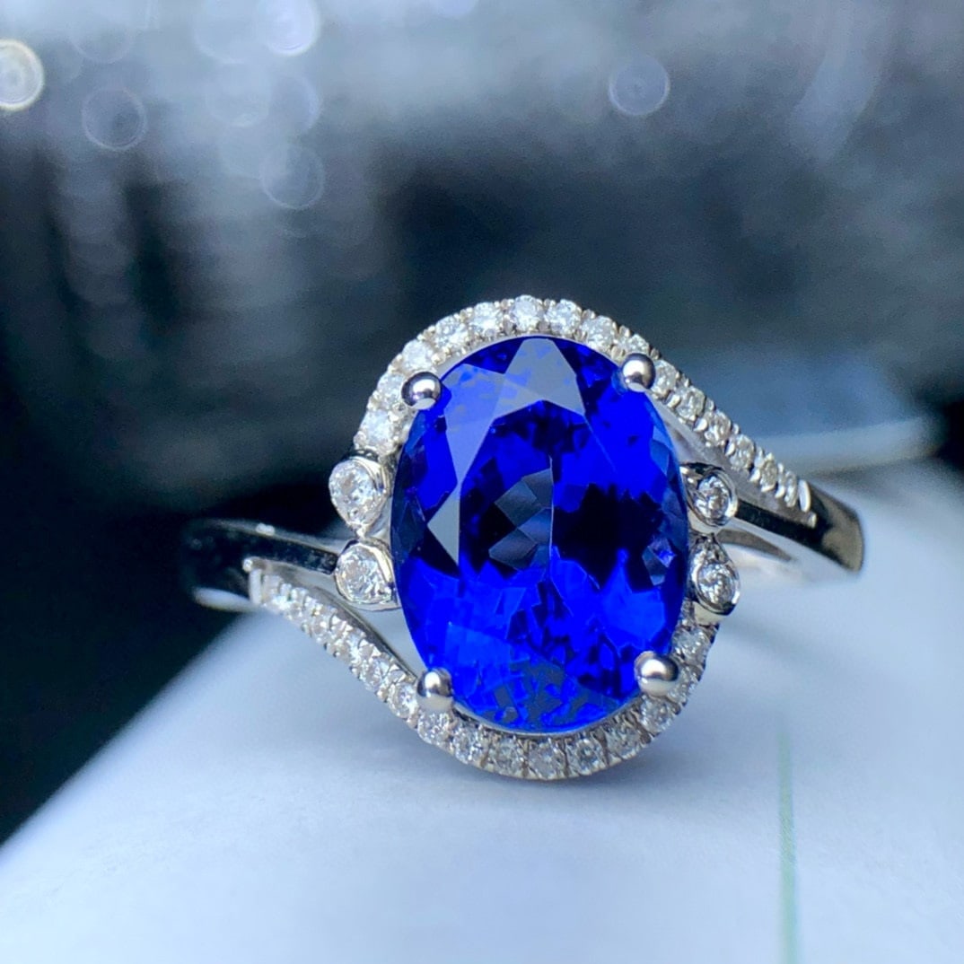 14k Gold 2.37 Ct Natural Tanzanite & Diamond Ring - 2