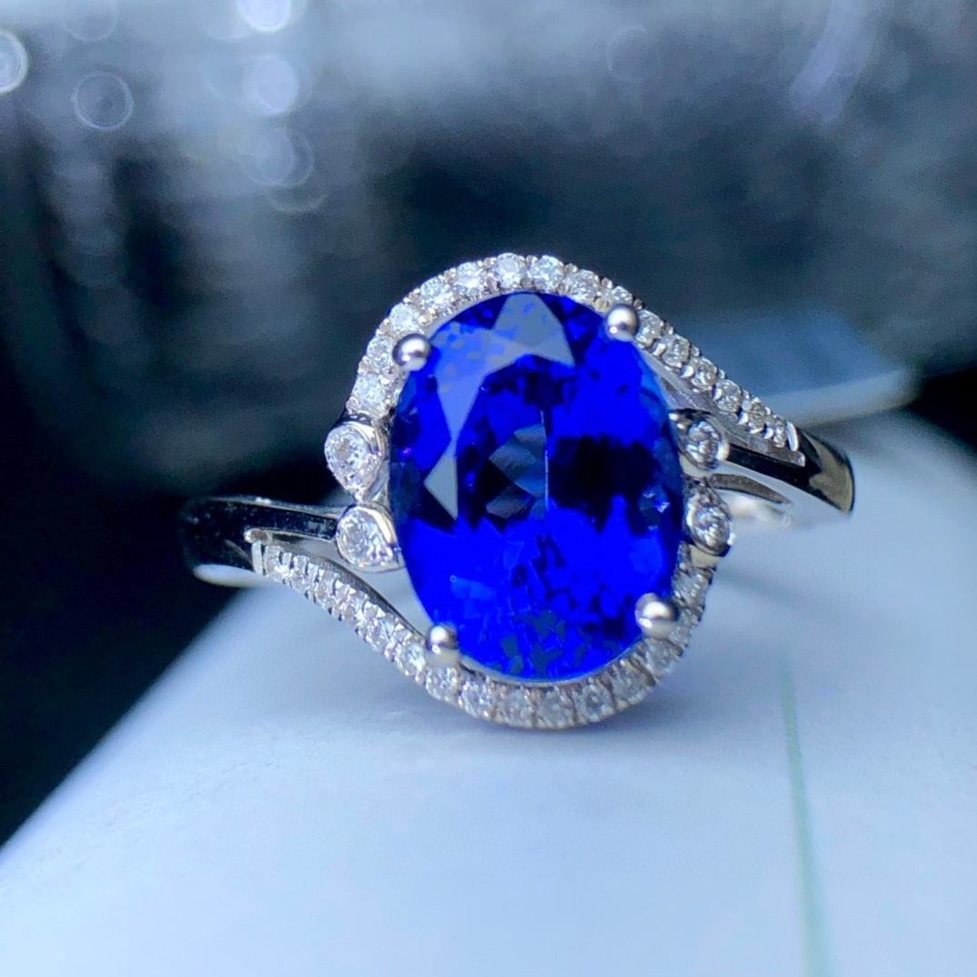 14k Gold 2.37 Ct Natural Tanzanite & Diamond Ring - 3