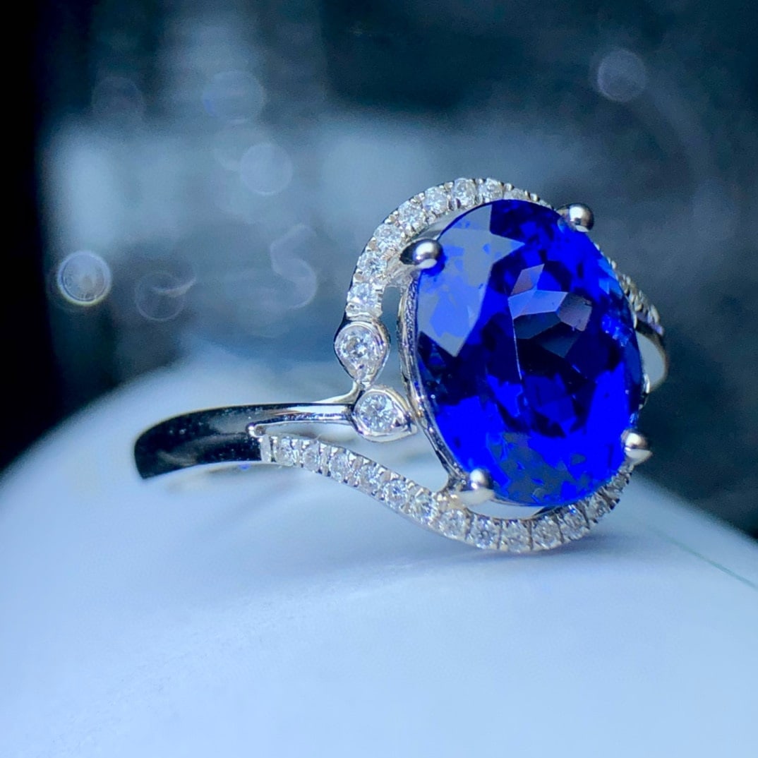 14k Gold 2.37 Ct Natural Tanzanite & Diamond Ring - 5