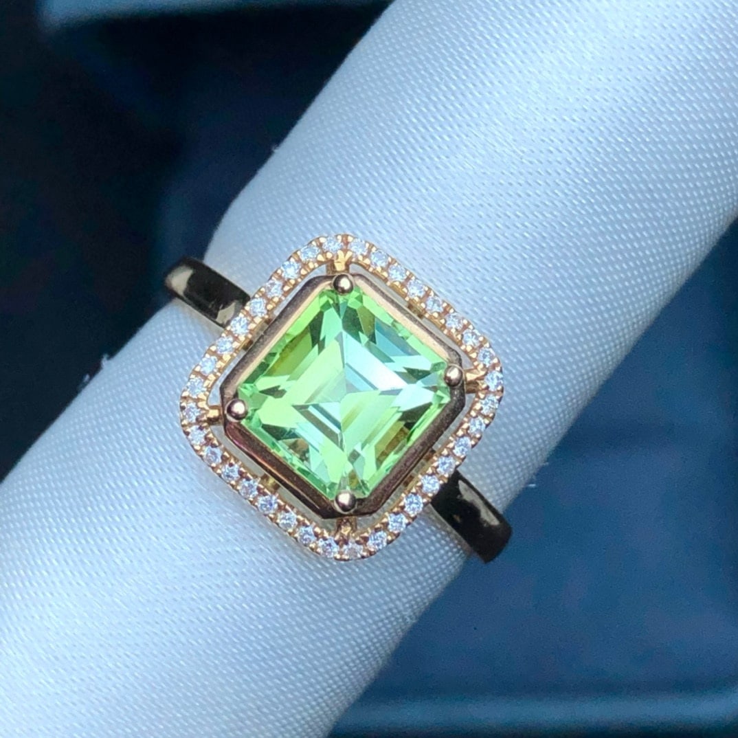 14k Gold 2 Ct Natural Tourmaline & Diamond Ring - 3