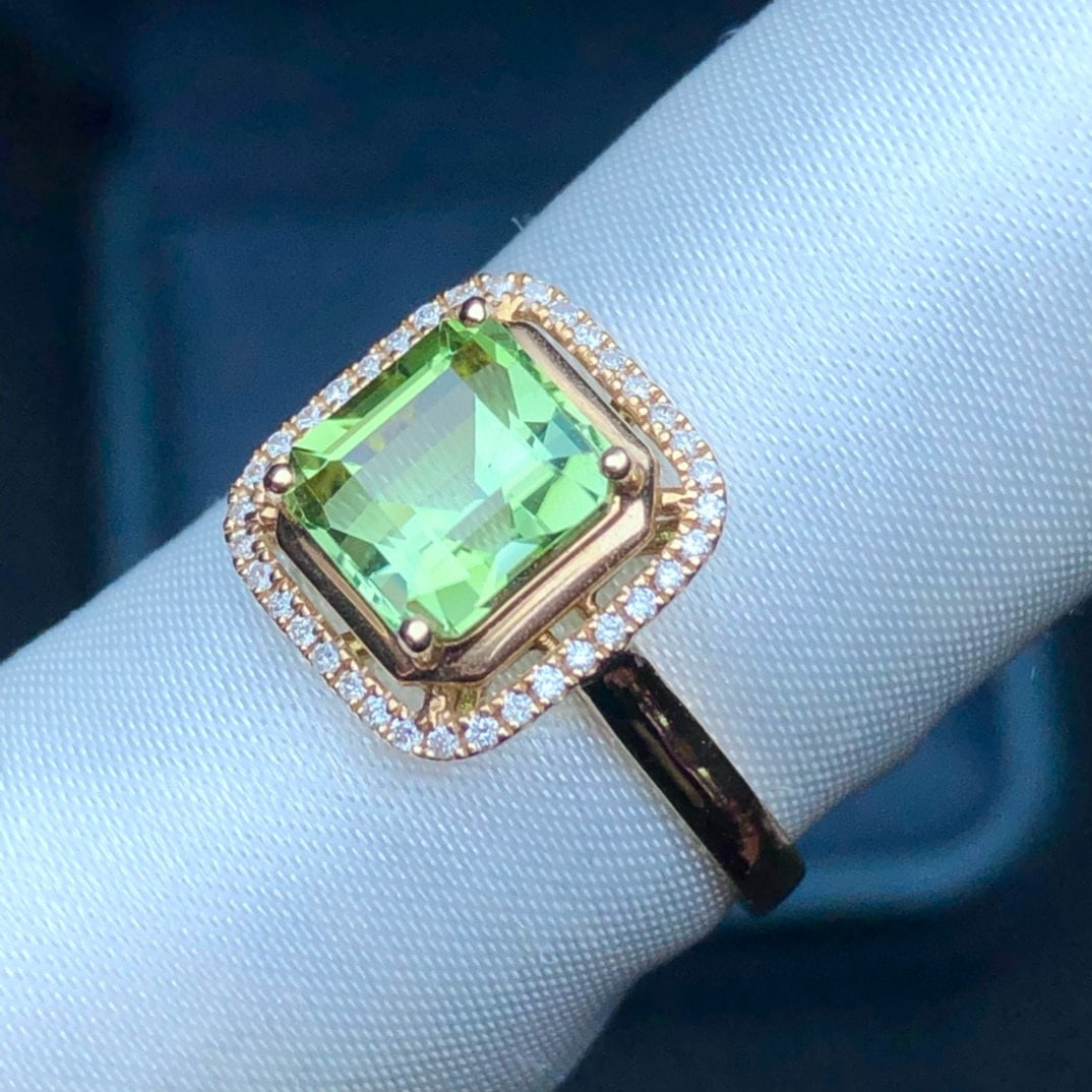 14k Gold 2 Ct Natural Tourmaline & Diamond Ring - 5