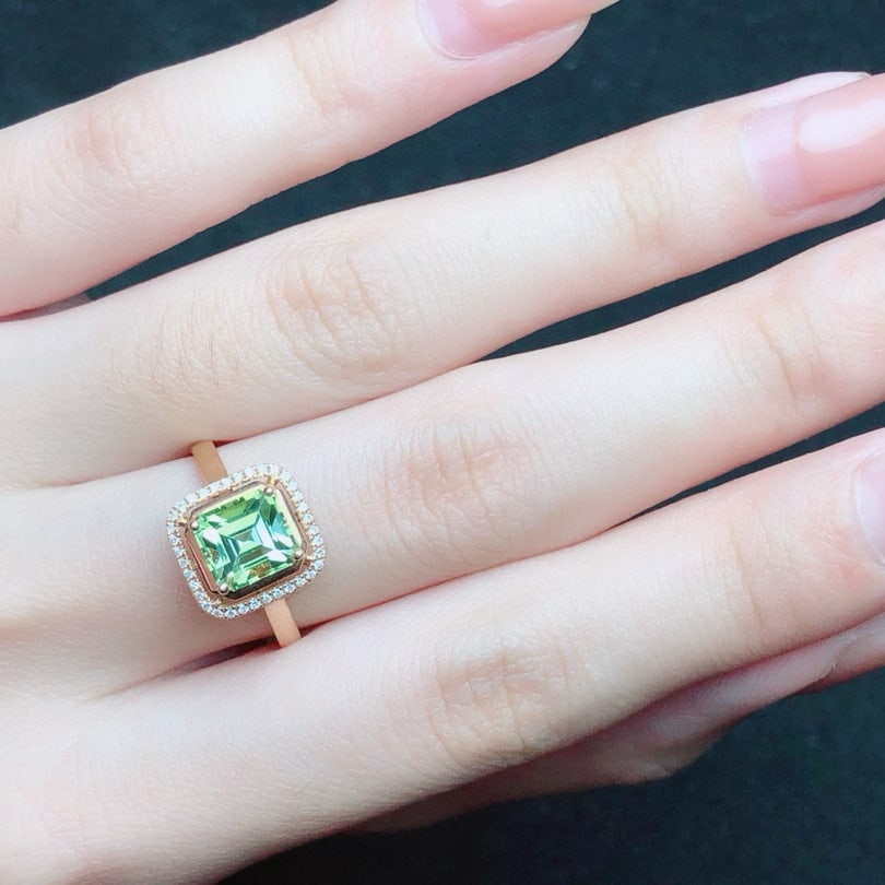 14k Gold 2 Ct Natural Tourmaline & Diamond Ring - 6