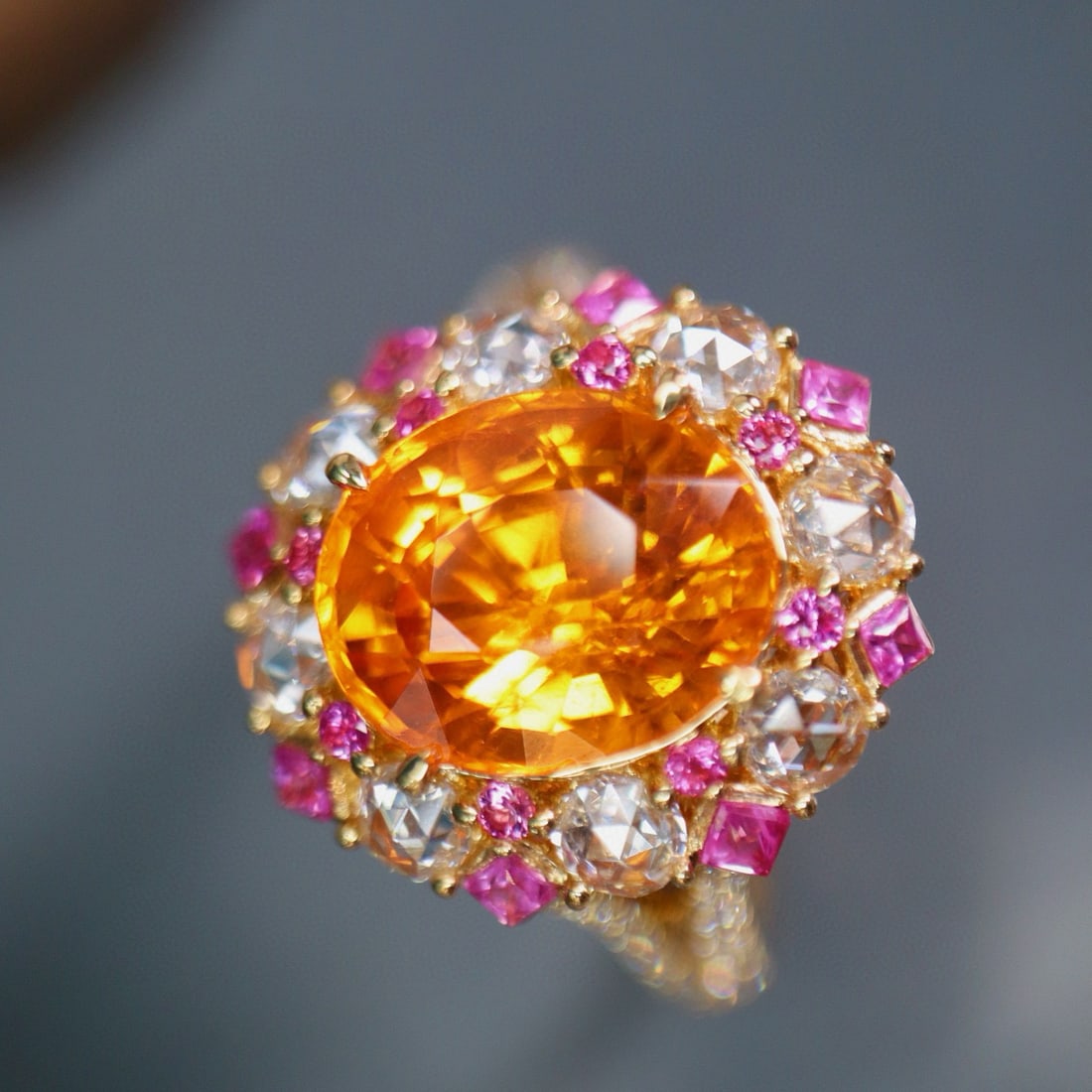 14k Gold 5.13 Ctw Natural Spessartine & Diamond Ring - 2