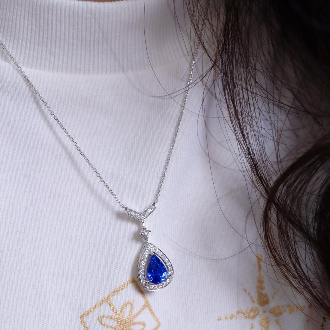 14k Gold 1.64 Ctw Natural Sapphire & Diamond Necklace - 5