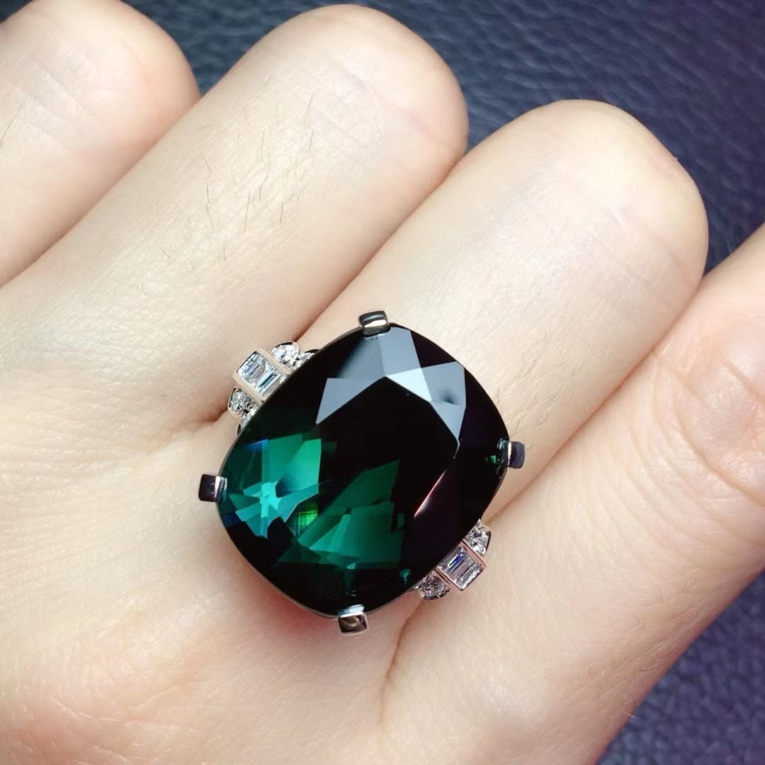 14k Gold 17.48 Ctw Natural Tourmaline & Diamond Ring - 3